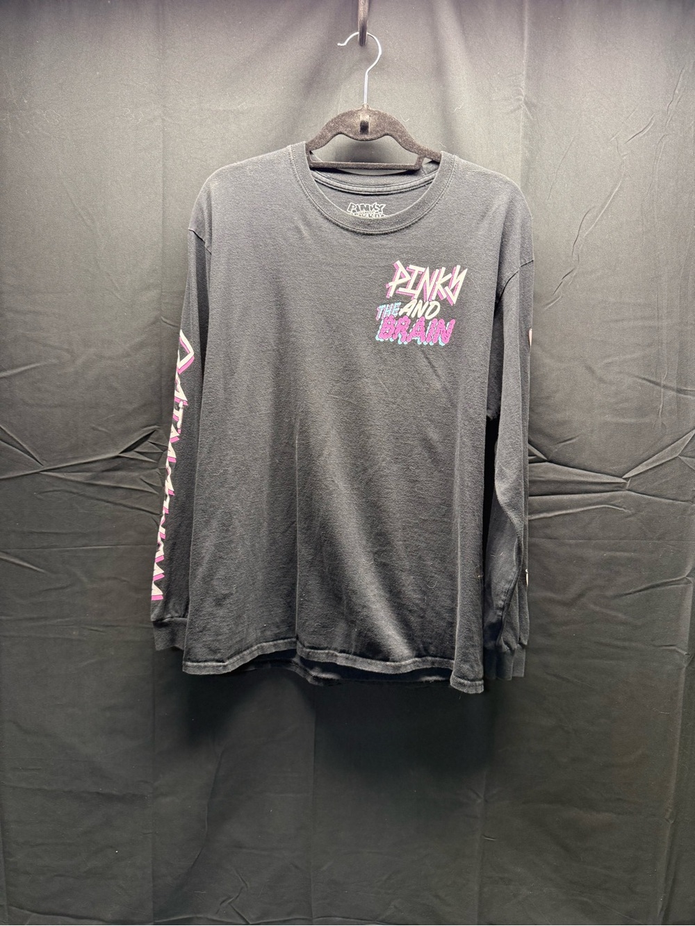 Black Pinky and the Brain  Graphic Long-Sleeve Tee Sz M (1aj) - Picture 3 of 3